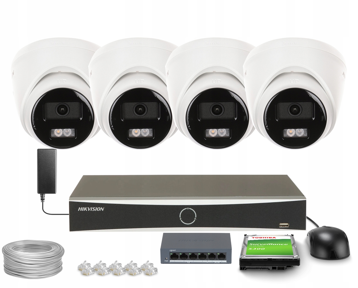 Sada na monitorovanie 4x DS-2CD1383G2-LIUF Smart Hybrid Light 4K