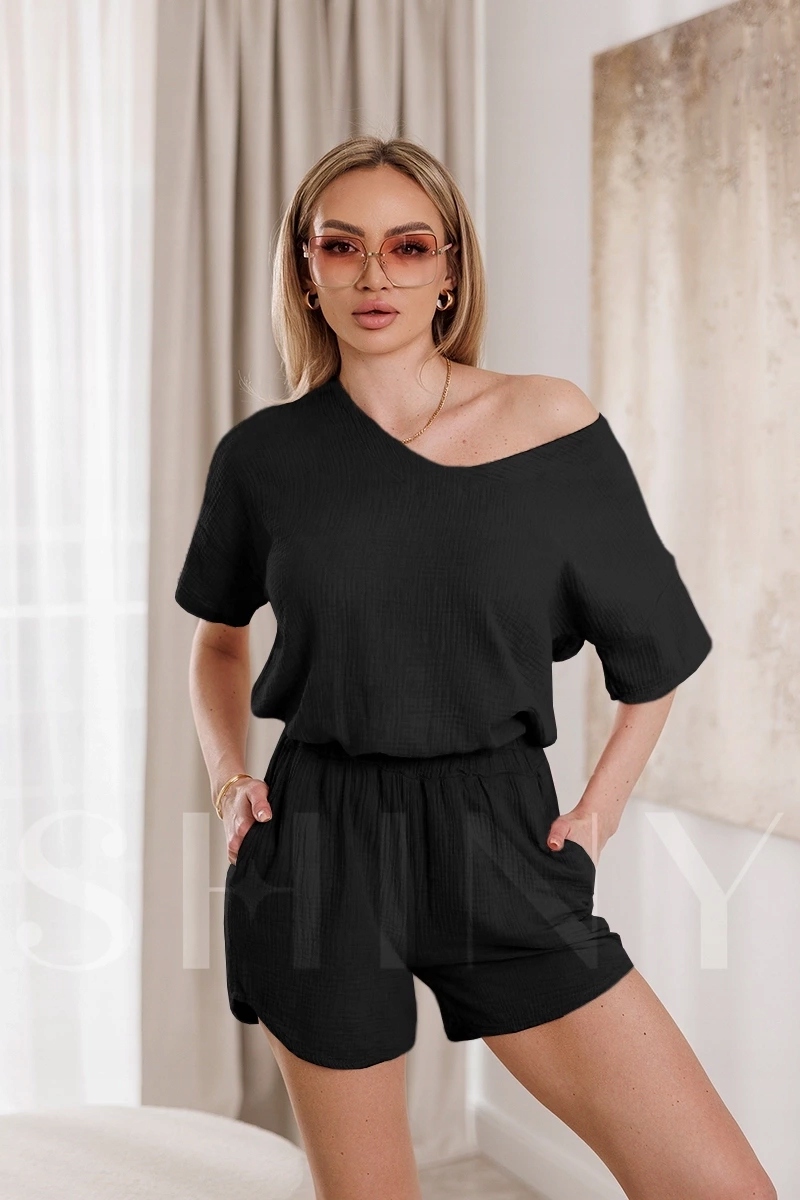 Souprava Halenka A Kraťasy 34437 Černá Univerzální