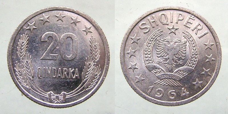 9628. ALBANIA, 20 QUINDARKA 1964 ST 1-