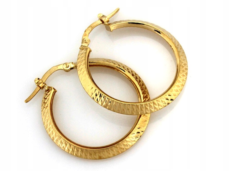 Zlaté náušnice s diamanty 585 14k, kruhy 29mm 3,04g pro ženu jako dárek