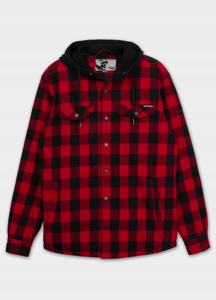 Pánská bavlněná flanelová bunda Pitbull s kapucí s kapucí, přechodová