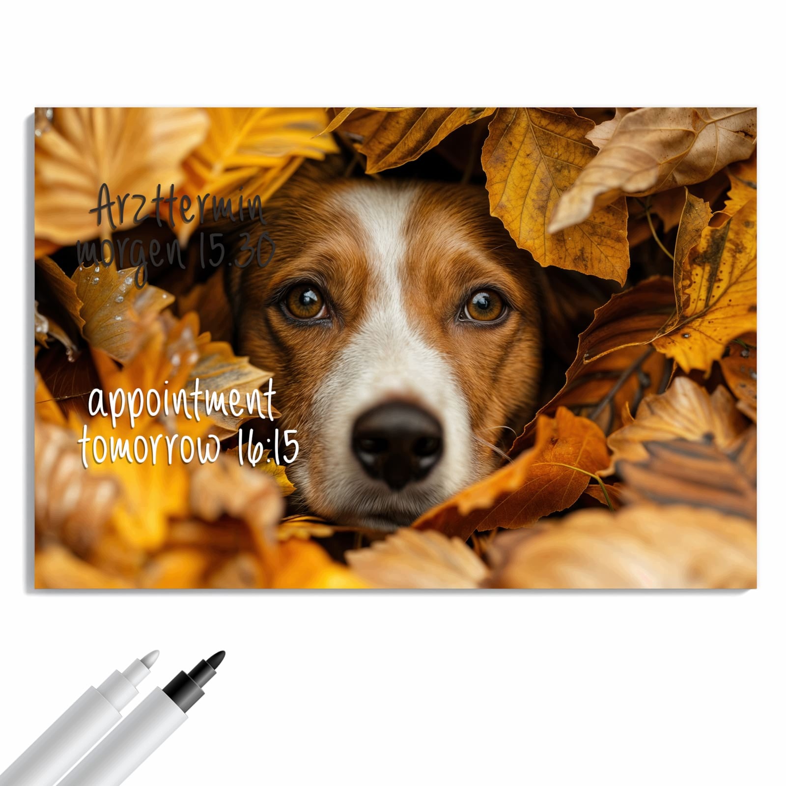 Magnetická tabule Pes Podzimní listy 60 × 40 cm