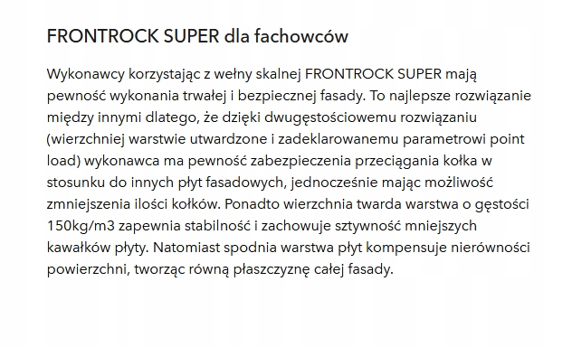 WEŁNA SKALNA FRONTROCK SUPER 18 CM Marka Rockwool