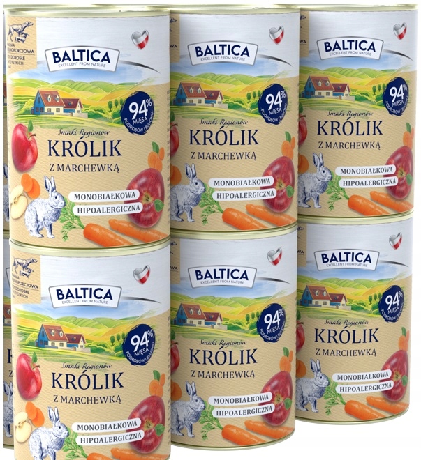 Baltica karma mokra dla psa królik z marchewką 6x400g