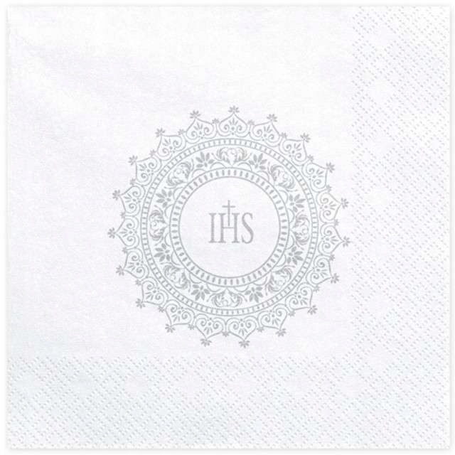 białe SERWETKI komunijne IHS komunia ŚWIĘTA x20