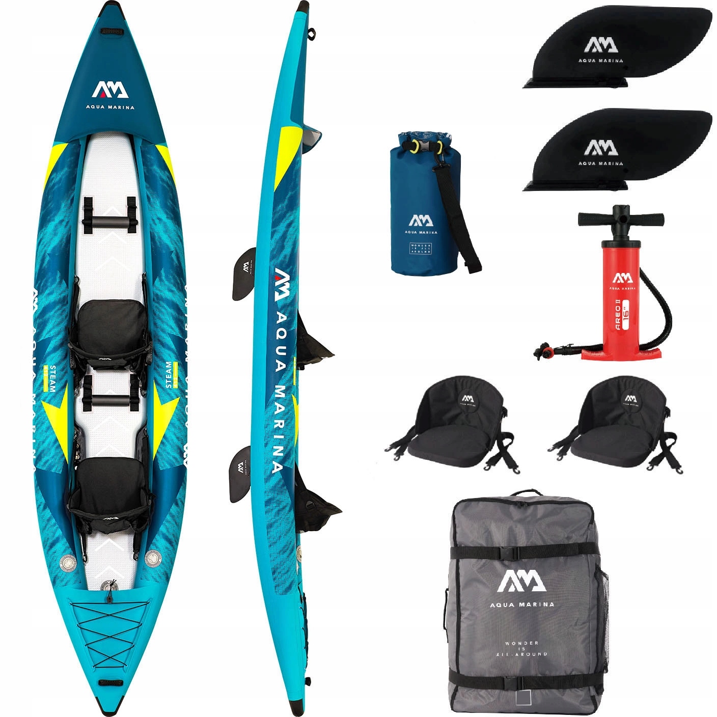 Kajak pompowany dmuchany Aqua Marina pneumatyczny Steam 2-osobowy Torba