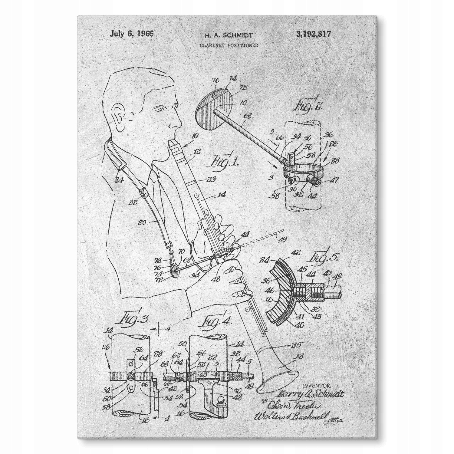 Kovový plakát Clarinet Musician Stone Szyld Plech 42 x 59,4 cm Dárek