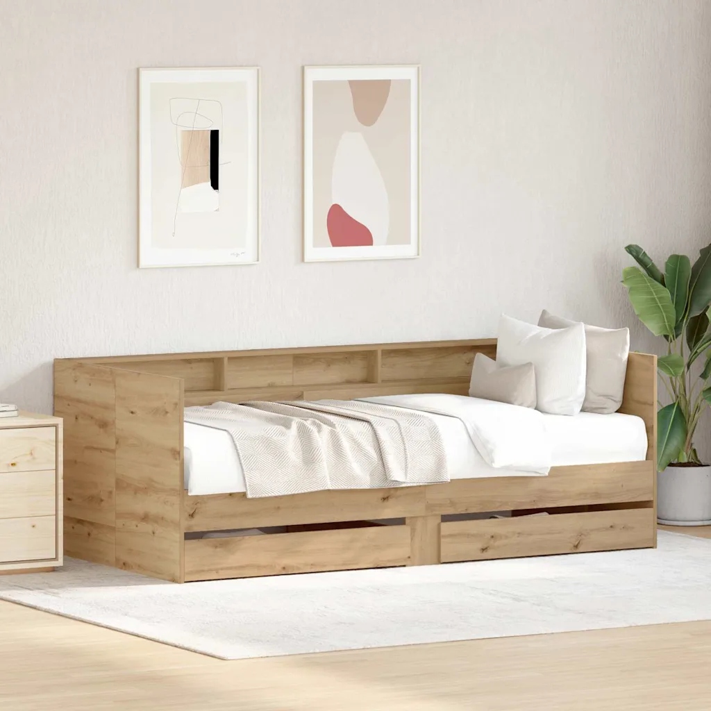vidaXL Daybed s čelo Artisanový dub 90 x 190 cm kompozitní dřevo
