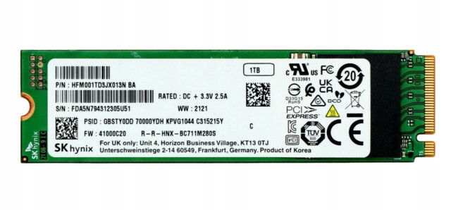 Dysk SSD HYNIX HFM001TD3JX013N 1TB M.2 PCIe