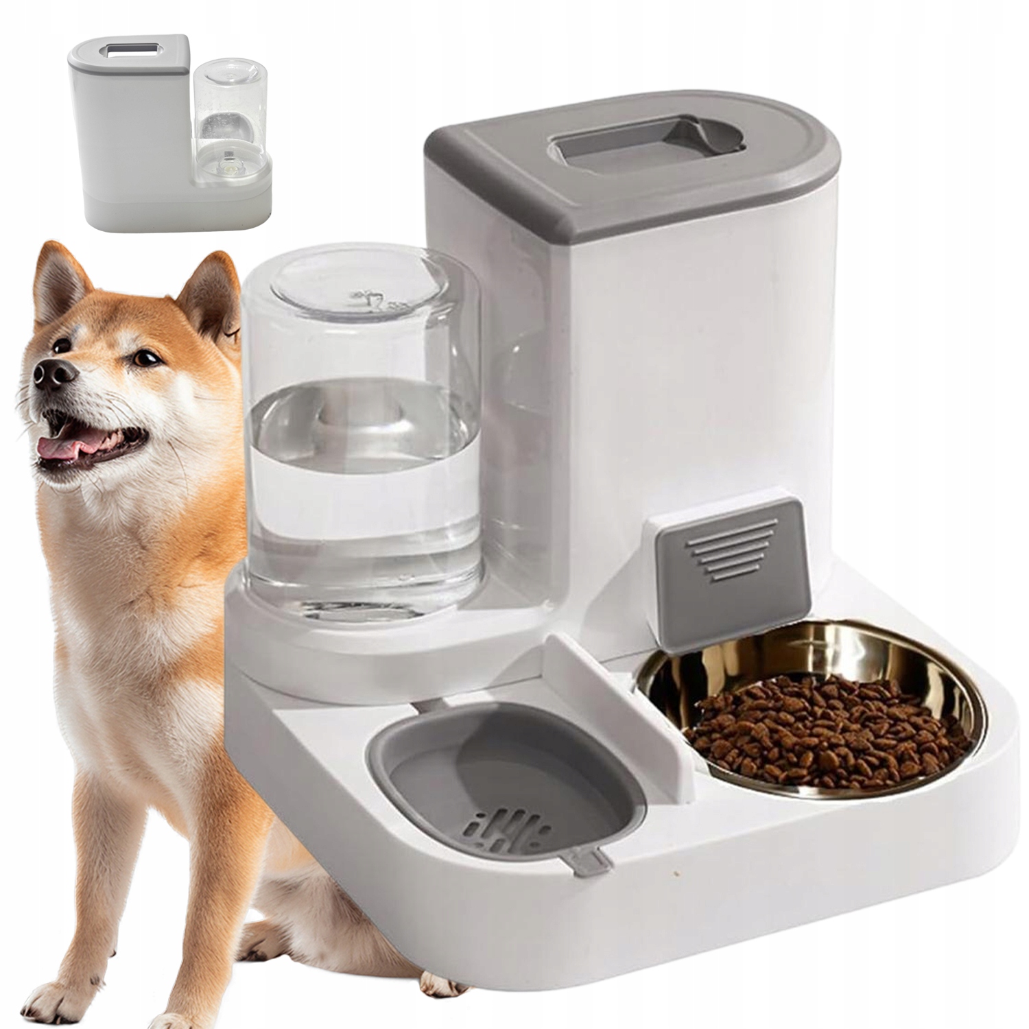 Levně Automatický Dávkovač Krmiva A Vody Pro Kočky 2V1 S Ocelovou Miskou