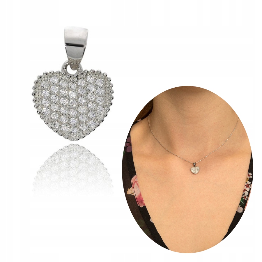 

Zawieszka srebrna serce serduszko cyrkonie 925