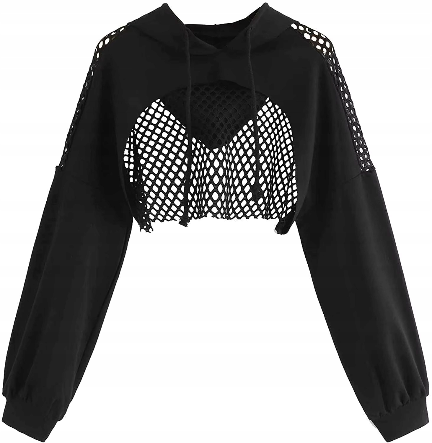 Krótka bluza z kapturem i siatką streetwear Hip Hop Xs