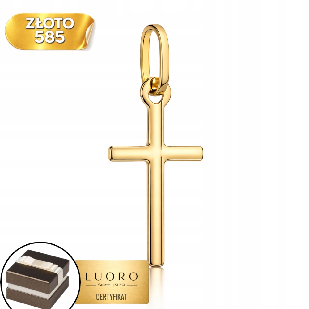 Zlatý Křížek 585 14K Jemný Drážkovaný Malý 20 MM Prestižní