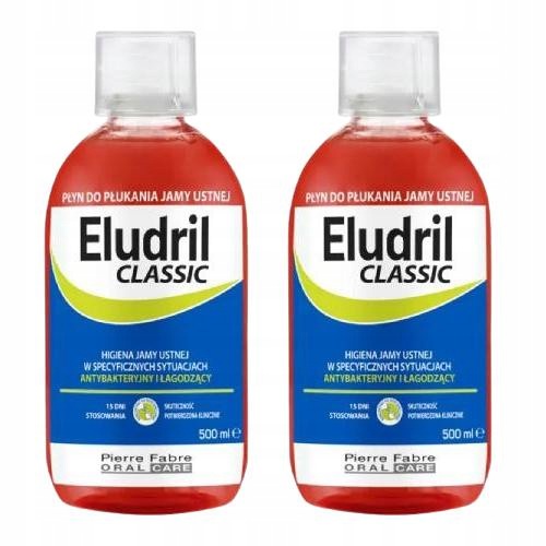 Zestaw 2x Eludril Classic Płyn do płukania jamy ustnej, higiena 500ml
