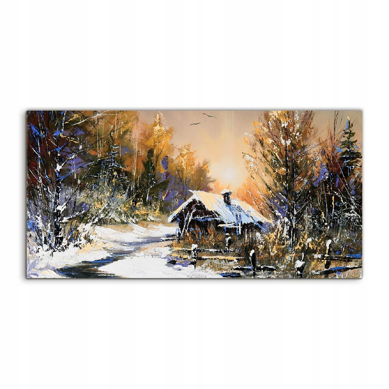 Akrylový obraz 120x60 závesný Chata Zima Krajina