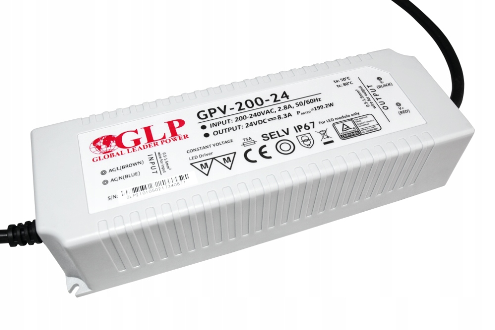 

Zasilacz 24V 200W 8A wodoodporny do taśm Led IP67