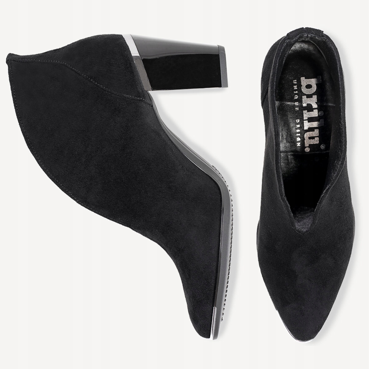 BRILU BOTKI Z WYCIĘCIEM NA SŁUPKU ZAMSZ CZARNE 36 Rozmiar 36