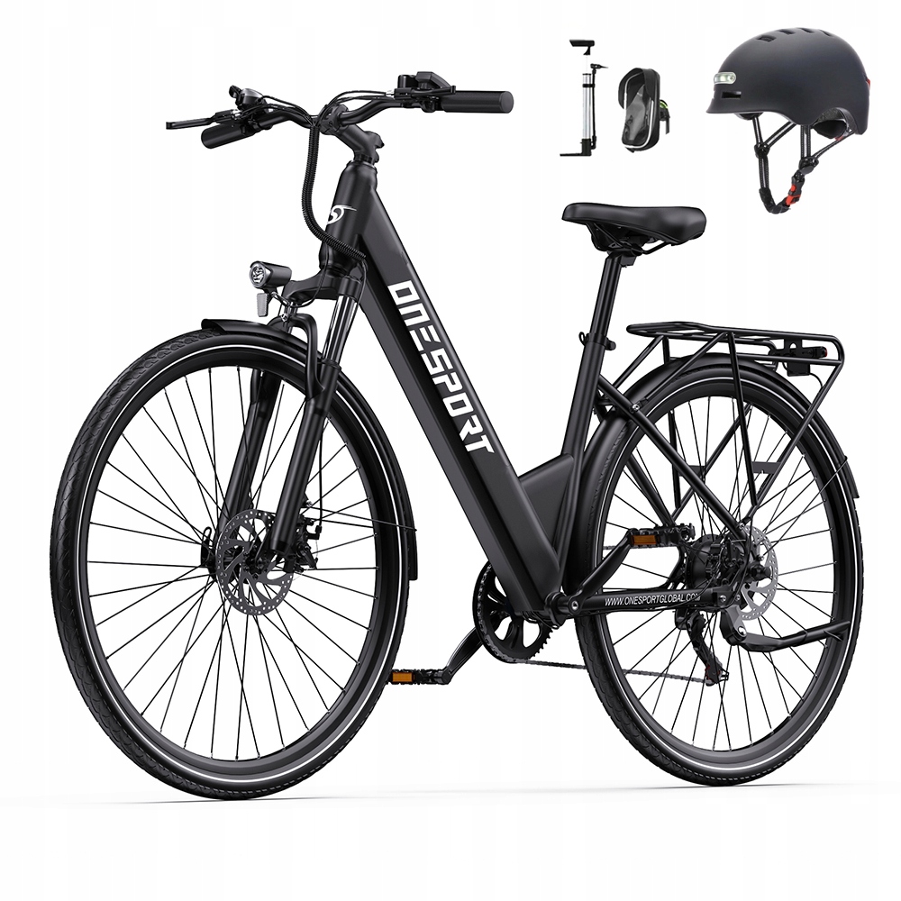 Rower Miejski Onesport OT12 36V 13Ah 250W 25km/h 65km 27.5*2.25 Opona Kask