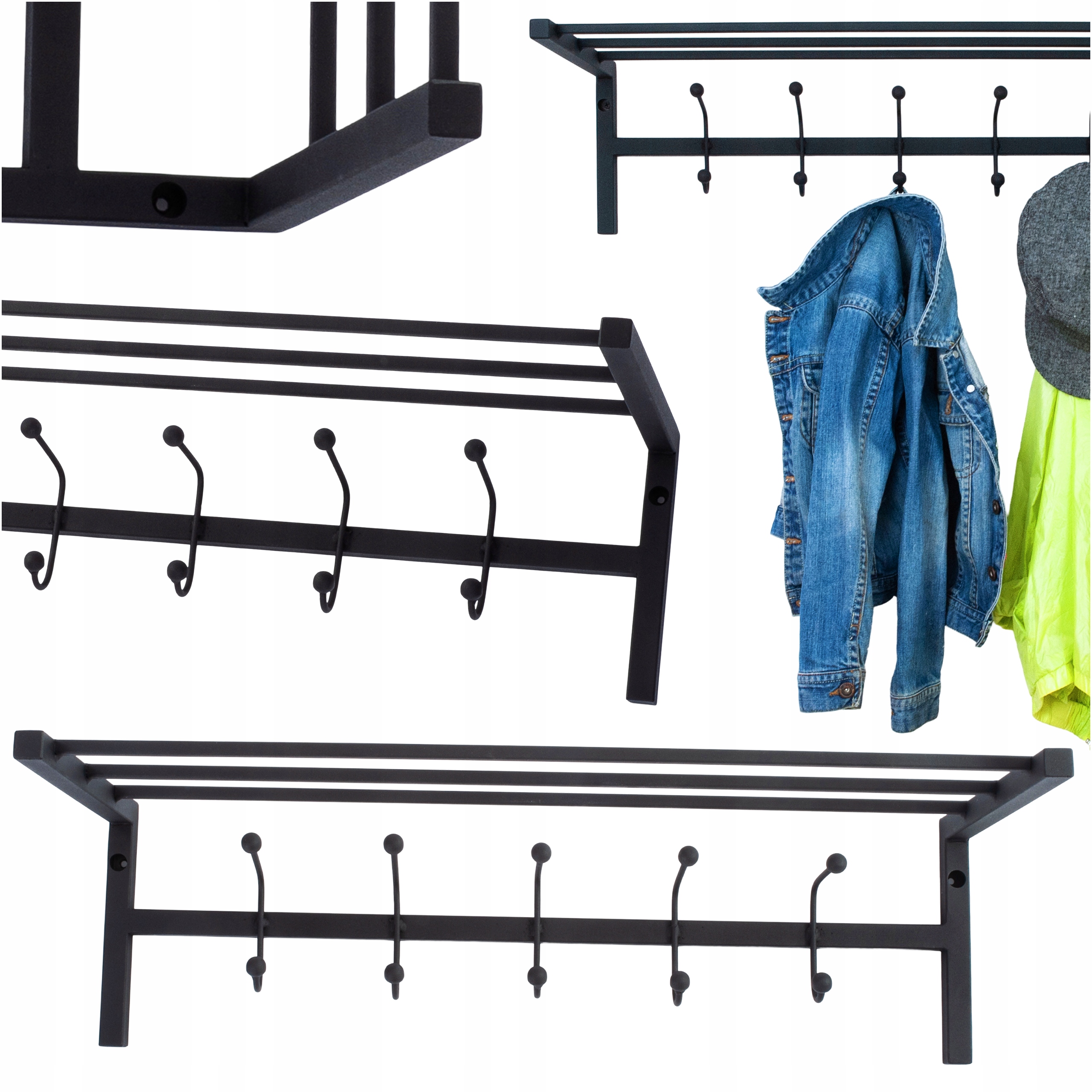 Nástěnný Kovový Věšák Na Oblečení Na Bundy, Černá Police, Předsíň, Loft