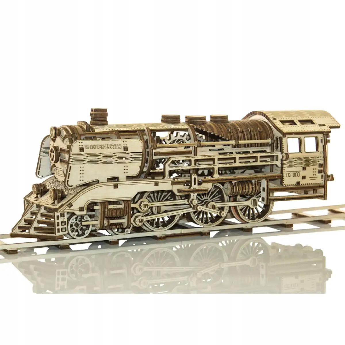Drewniany Model Mechaniczny Puzzle 3D Pociąg Z Torami Wooden.City