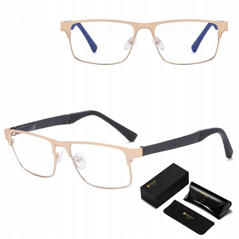 Pánské brýle Bez Dioptrií Blue Light pro počítač Ocelové obroučky Příslušenství