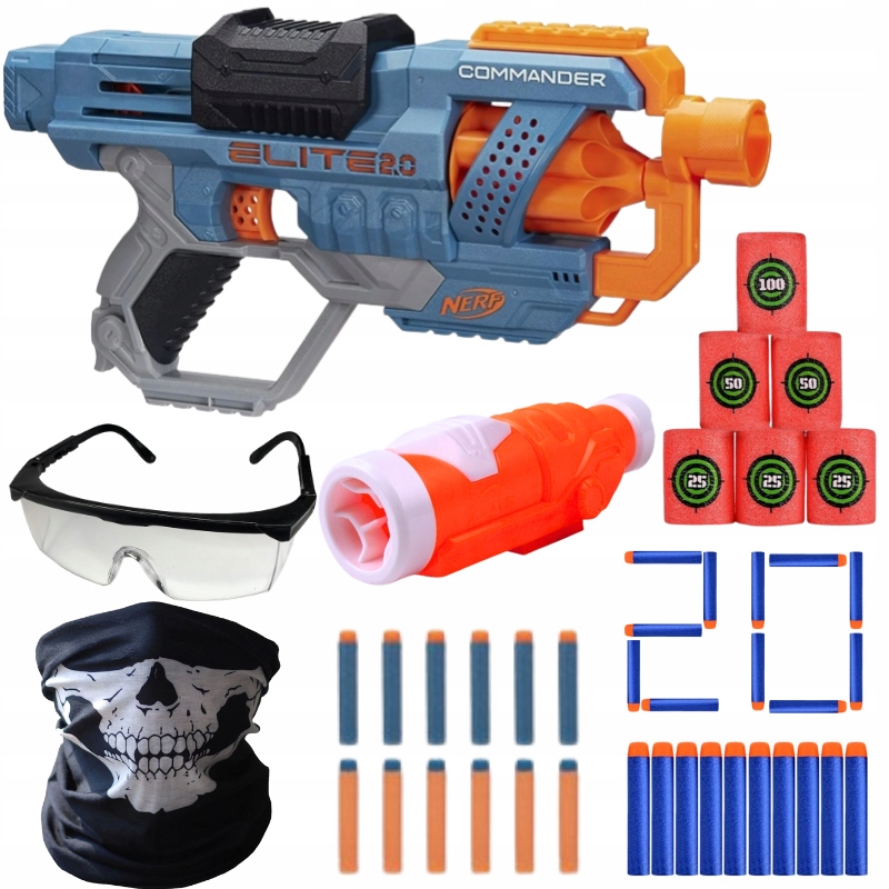 NERF COMMANDER + OKULARY STRZAŁKI BECZKI CELOWNIK