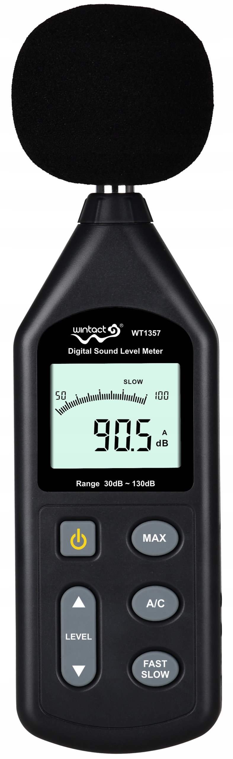 SONOMETR DECYBELOMIERZ A/C MIERNIK NATĘŻENIA POZIOMU DŹWIĘKU LCD Z WALIZKĄ Model WT1357
