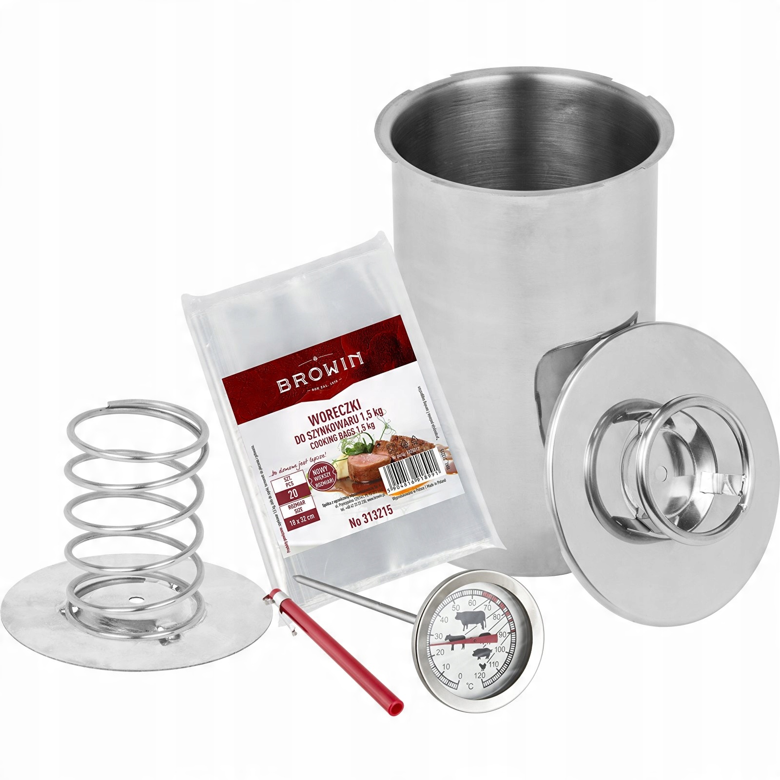 

Zestaw Szynkowar 1,5 kg termometr+worki 20 szt