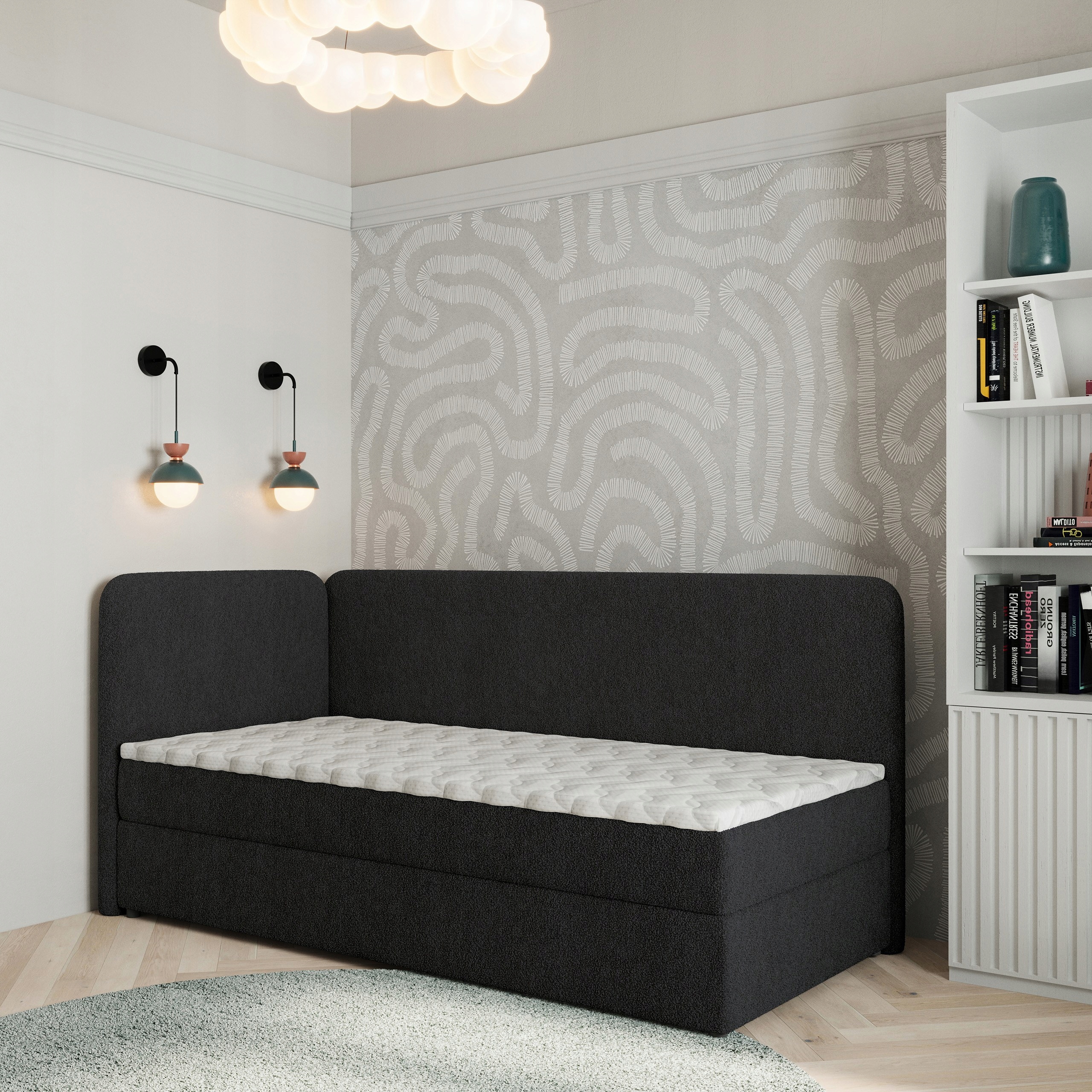Postel Pro Mláděž Gina 80x200 cm s matrací, jednolůžko, černá