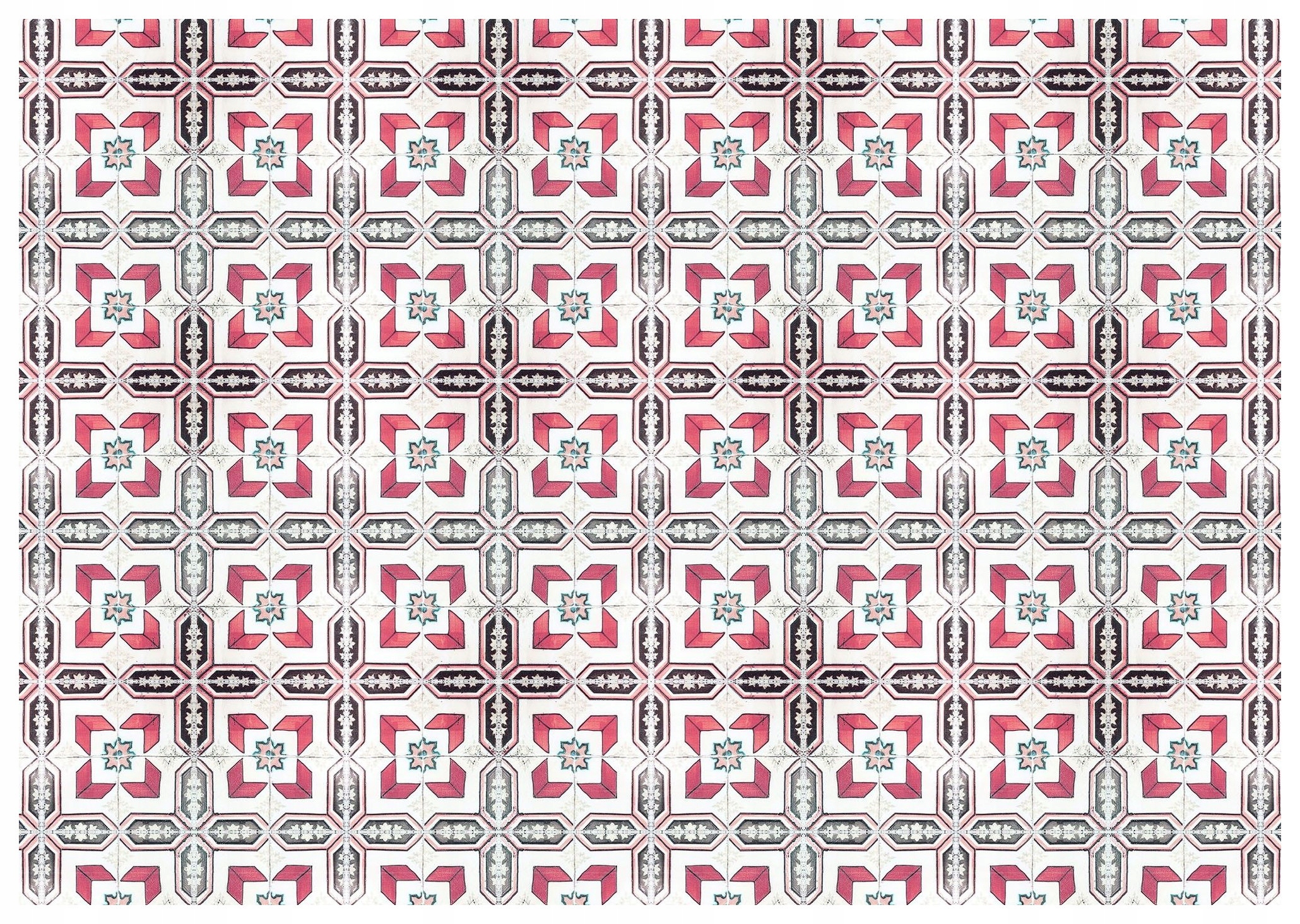 Tapeta Dekorativní vzorované dlaždice Vintage Retro Eklektické 254x184 lepidlo