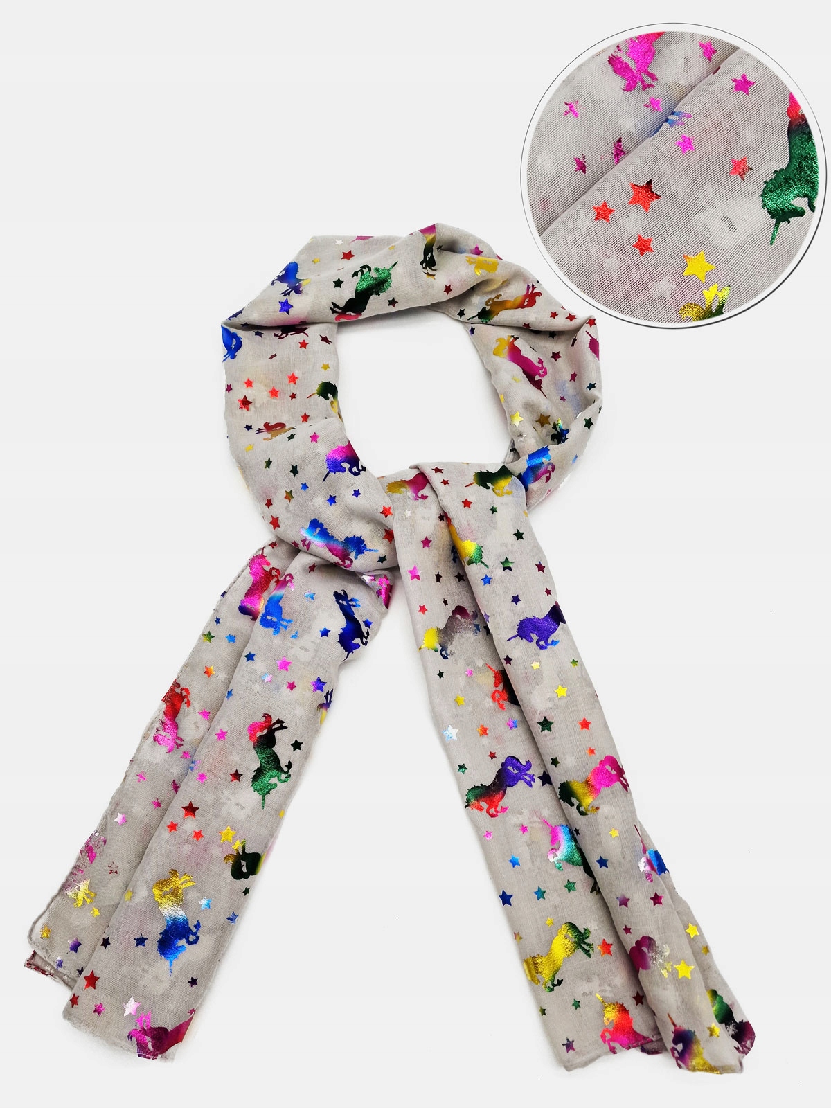 SZALIK DZIEWCZĘCY CHUSTA APASZKA JEDNOROŻCE szary