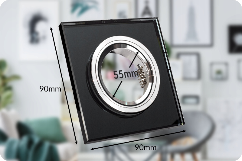 OCZKO KWADRATOWE SZKLANE SUFITOWE OPRAWKA LAMPKA LED OCZKO LED OPRAWA GU10 Szerokość produktu 9 cm