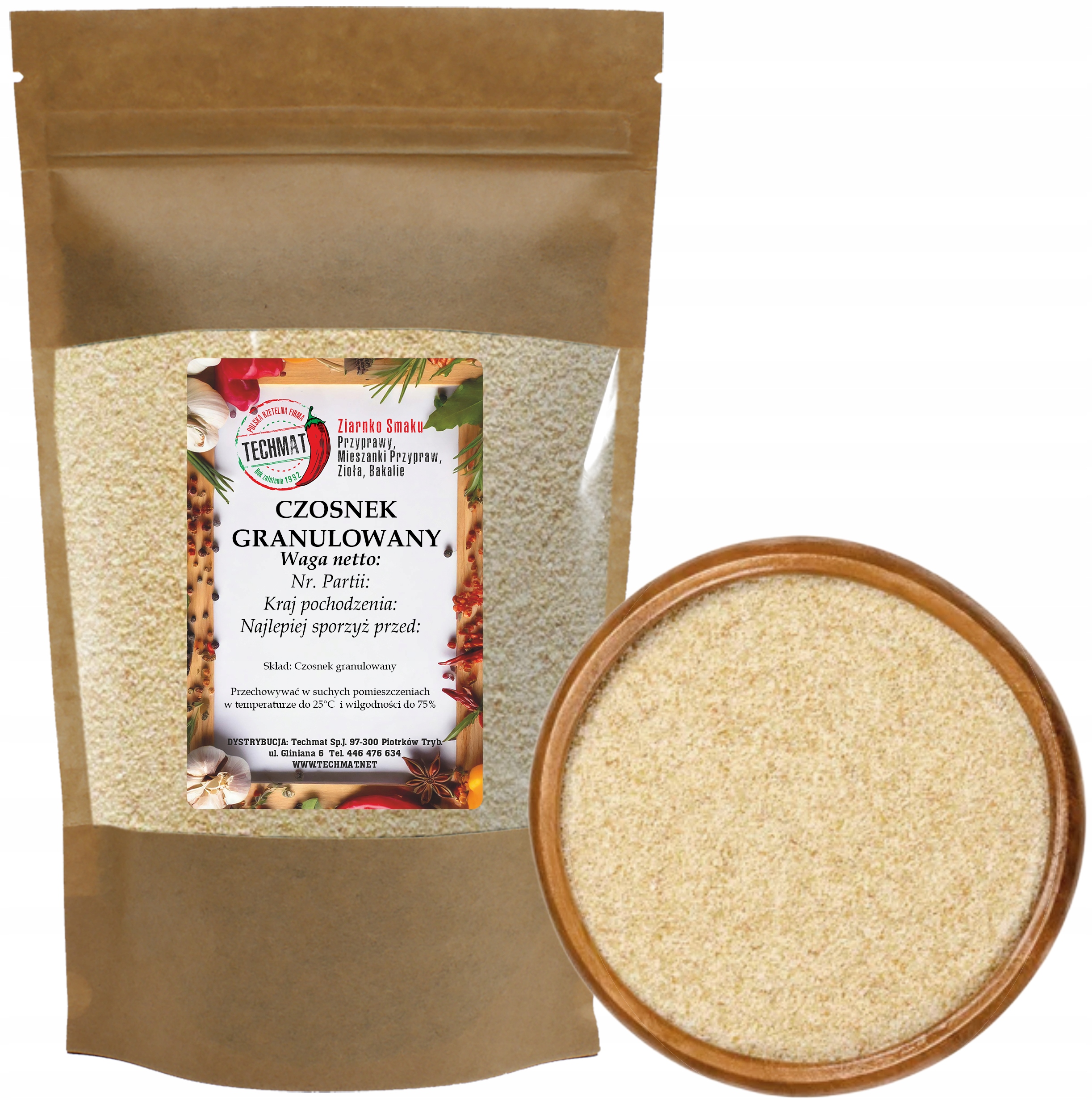 Czosnek Suszony Granulowany Aromatyczny Naturalny Jakość Premium 25 Kg