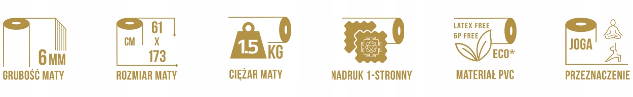 GAIAM MATA DO JOGI METTALIC SUN 6 MM 63417 Kolor dominujący beże i brązy