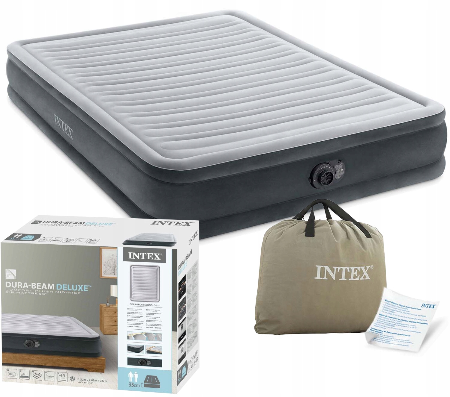 Intex 67770ND Nafukovací Matrace Pumpa 152x203x33 cm