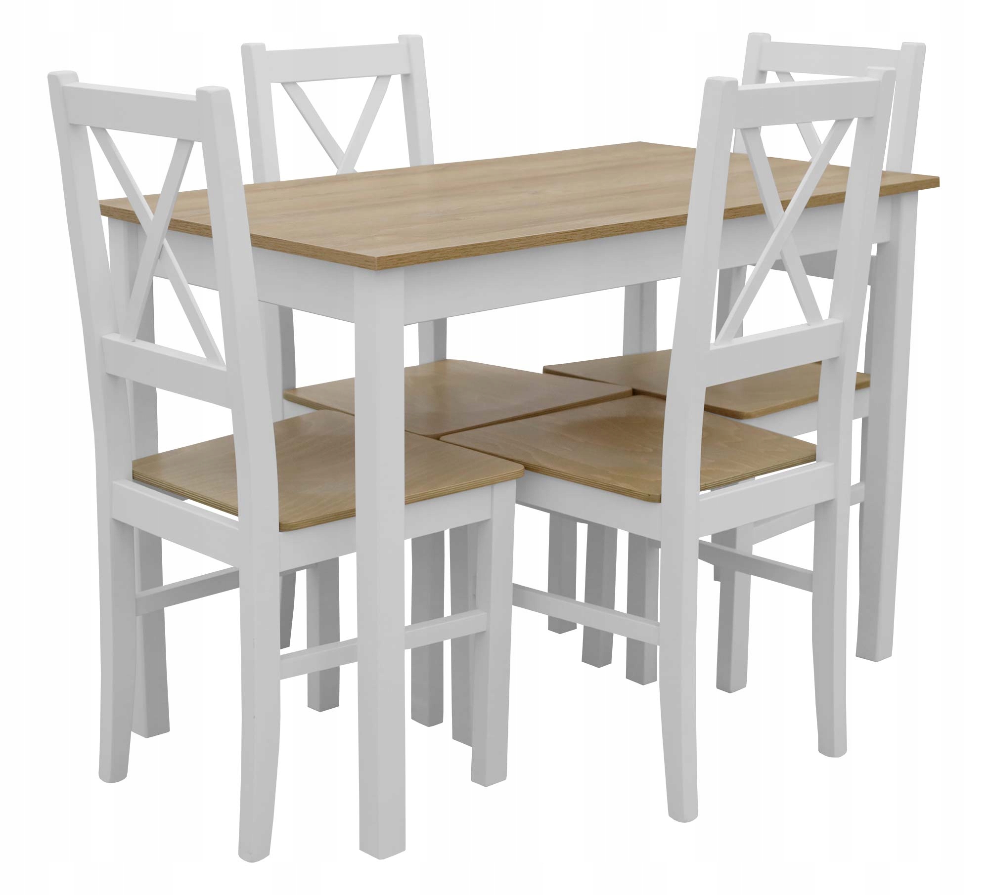 Dřevěný Set Stolu S Židlemi Do Obývacího Pokoje X001 Bílá/dub Grandson