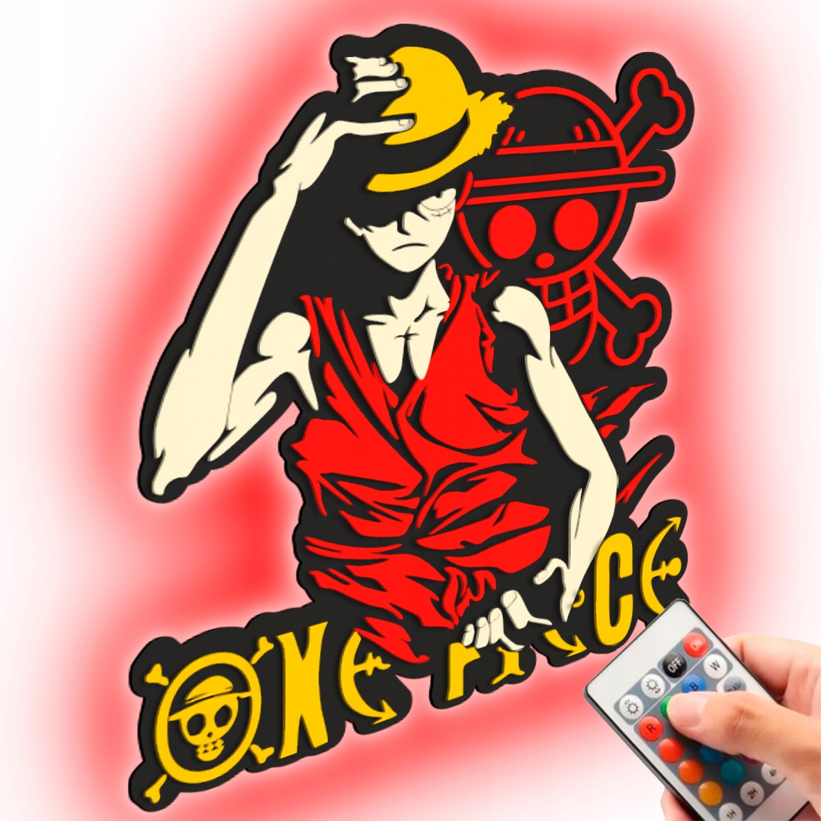 Dřevěný obraz Anime One Piece Monkey D. Luffy Nástěnná Noční Lampa Led
