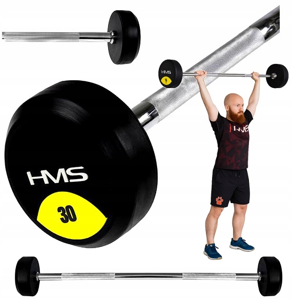 Sztanga Gryf Stały Gumowany 30 Kg 122 CM Radełkowana Chromowana Stal