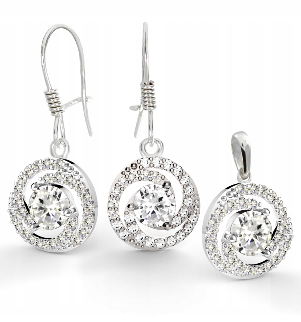 Krásný Stříbrný Komplet Zdobený Prolamovanými Koly 925