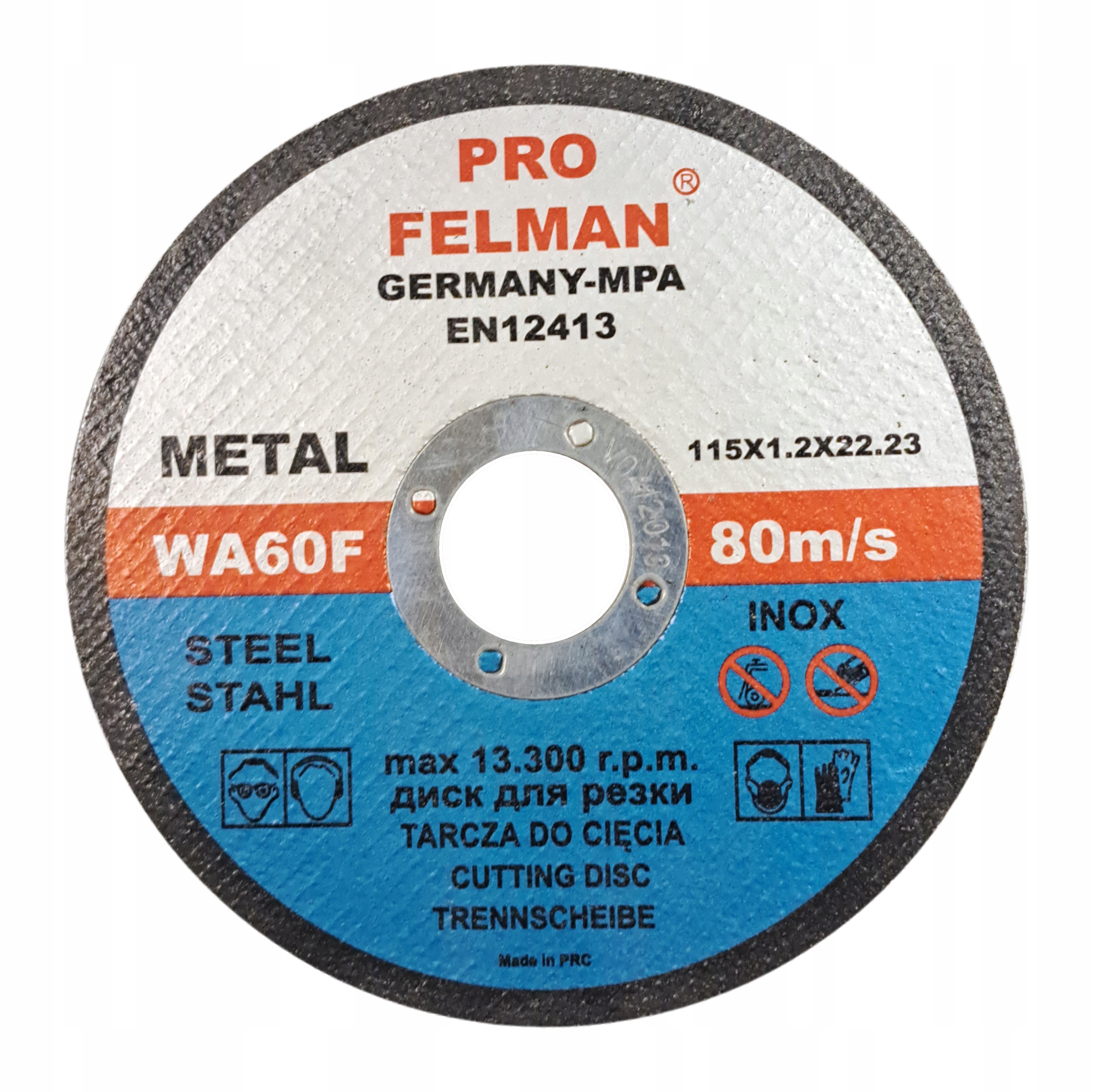 

Tarcza do cięcia metalu 115 x 1,2 Pro Felman