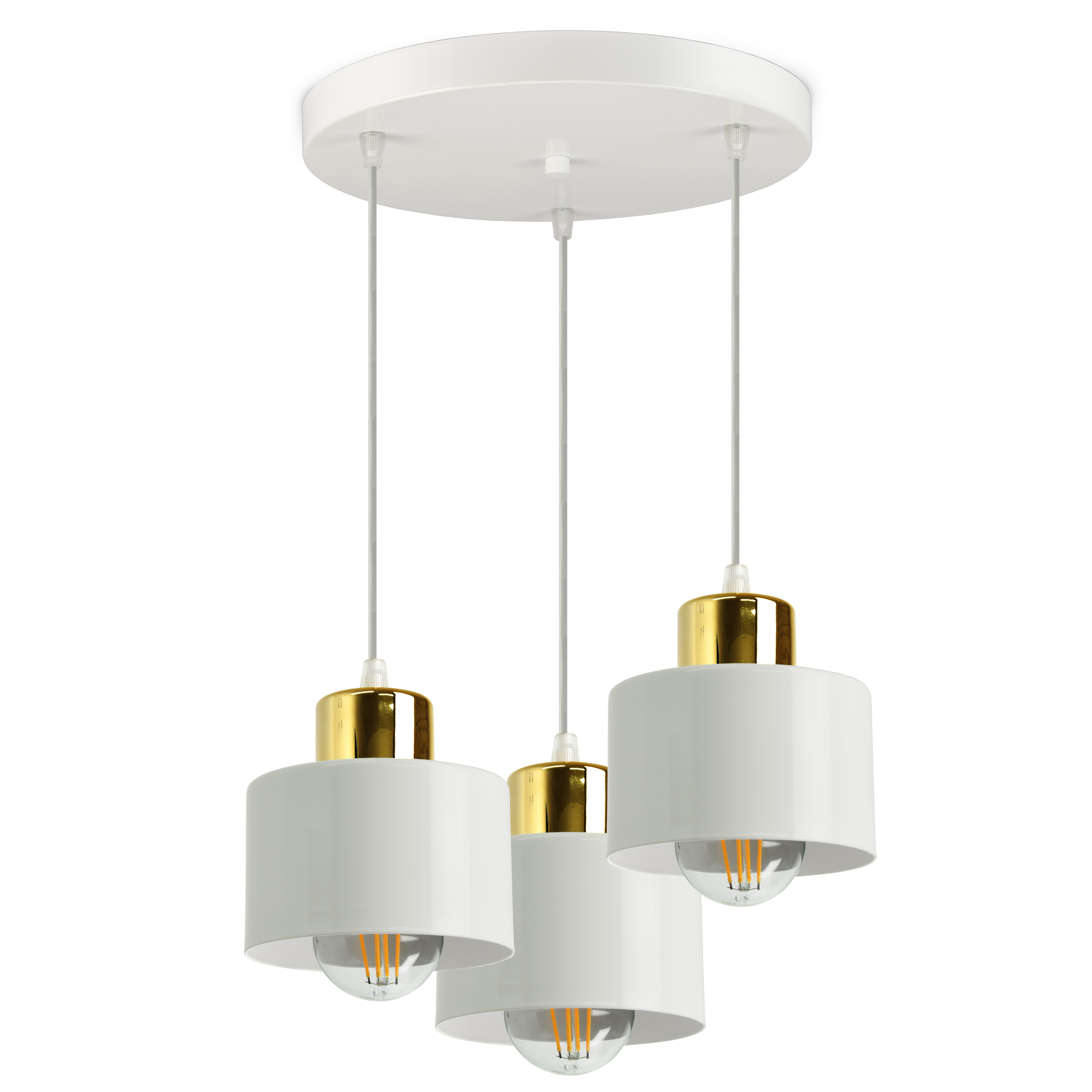 

Lampa Sufitowa Żyrandol Biała Złota Roller EZ3 Led