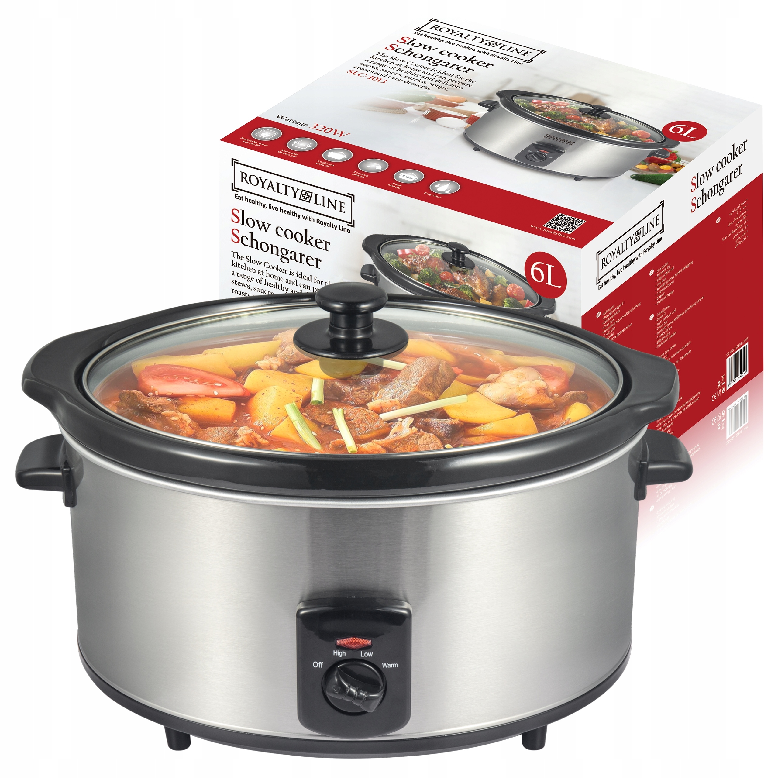 Wolnowar Slow Cooker Garnek ceramiczny Misa XL 6l 320w Hot Pot Royalty Line