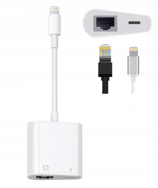 Adapter Przejściówka Kabel Lightning Ethernet Rj45 LAN iPhone iPad