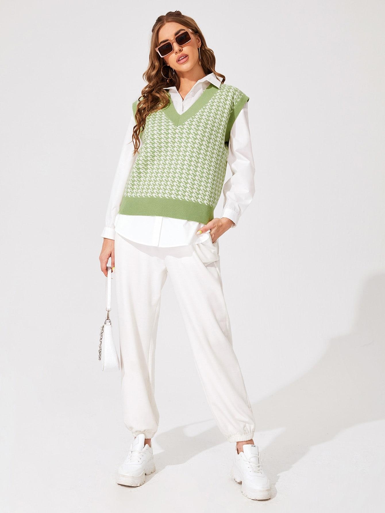 3G2B07 P17 SHEIN ZIELONA KAMILZEKA W PEPITKĘ S Rozmiar S