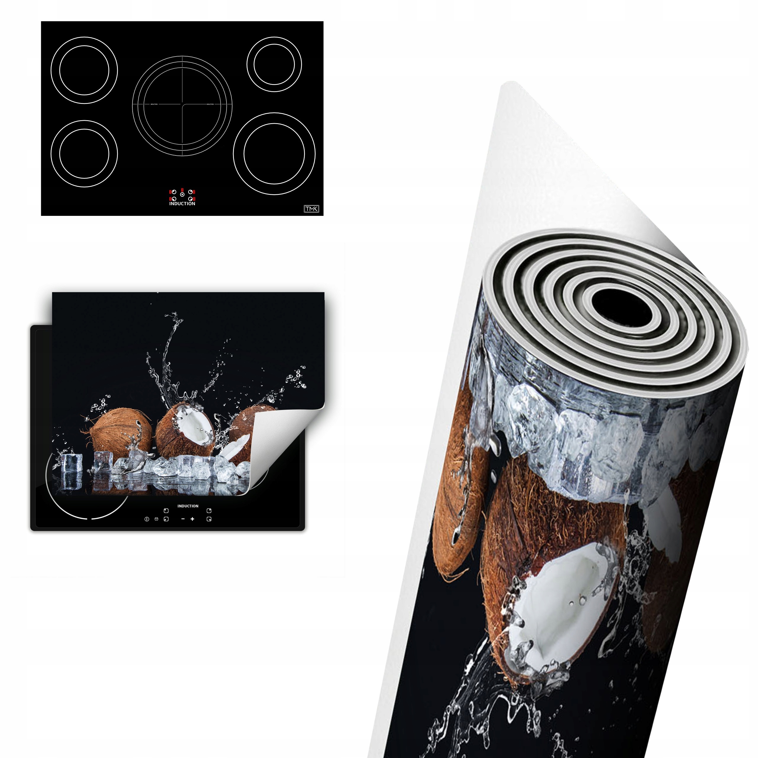 Vinylová Ochrana Na Indukci Deska 80x52 černá zmrzlina ovoce