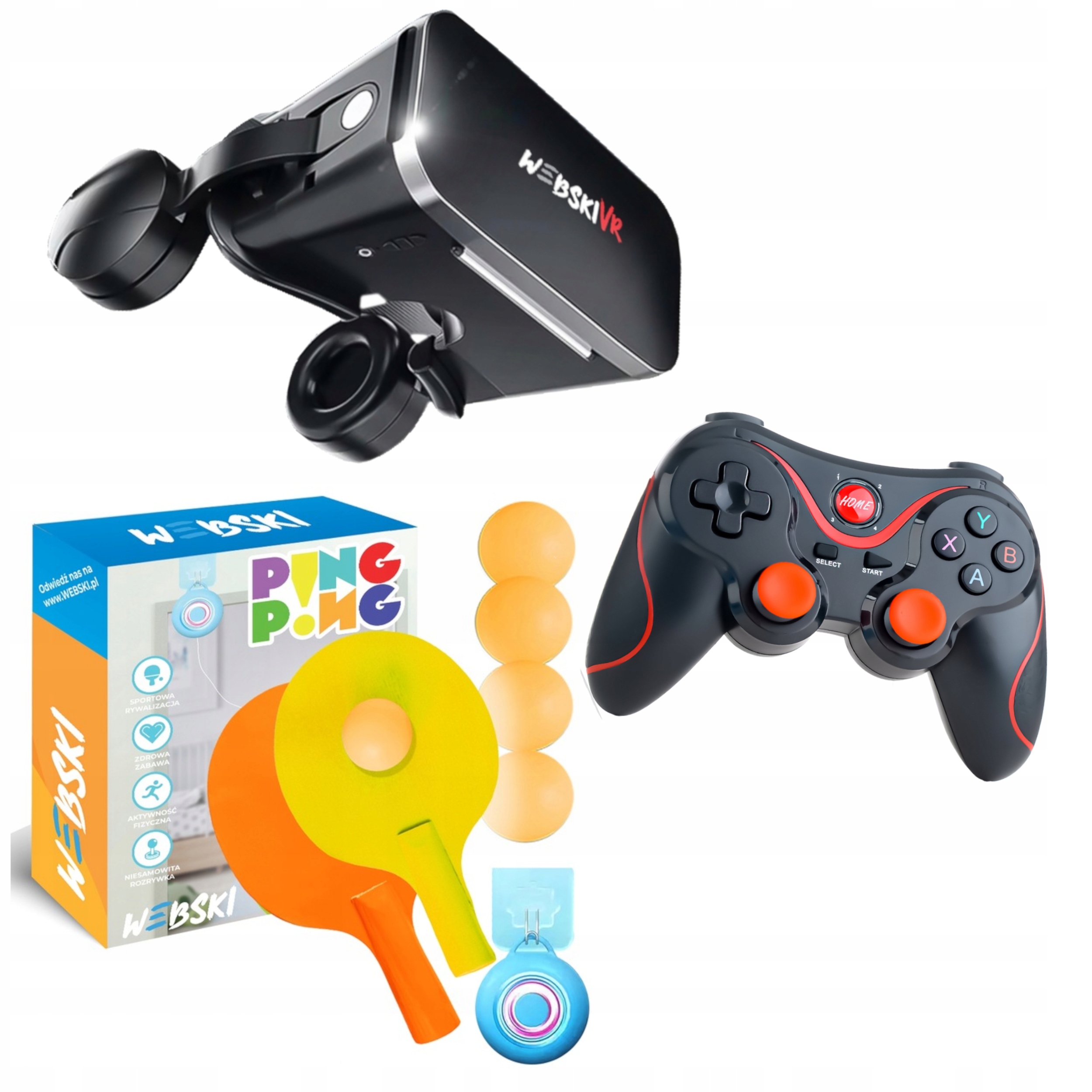 Darček Na Vianoce Okuliare Vr 3D 360 Stupňov+gamepad+gagra Ping Pong