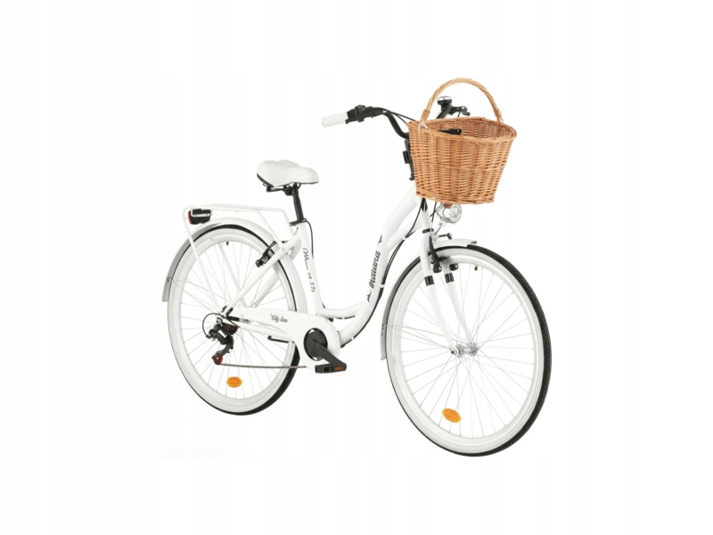 Rower miejski Indiana Moena S7B 28 cali damski Biały 2025 Koszyk VKS-505