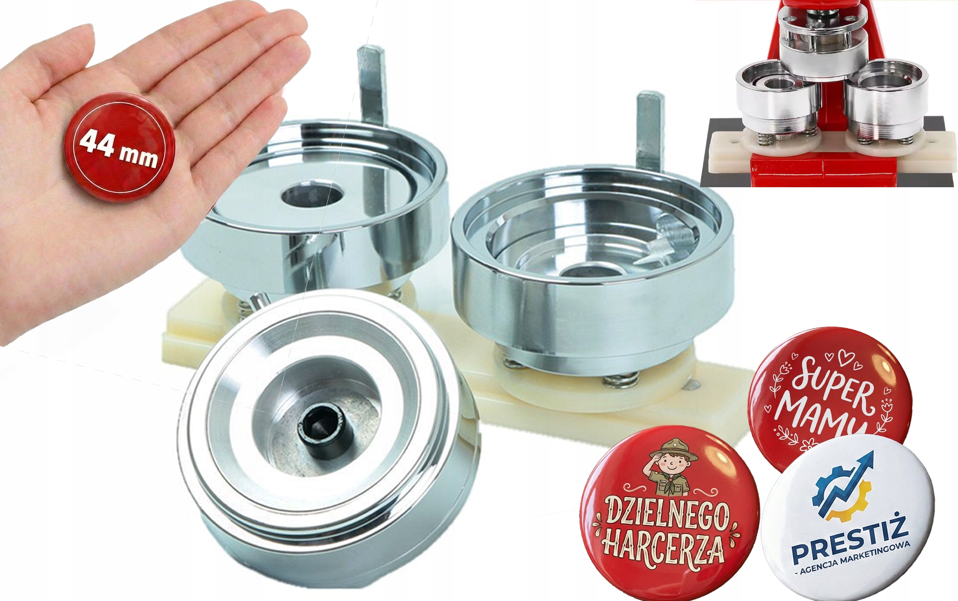 Forma, matryca do przypinek 44 mm Wkład do maszyny do buttonów, pinsów