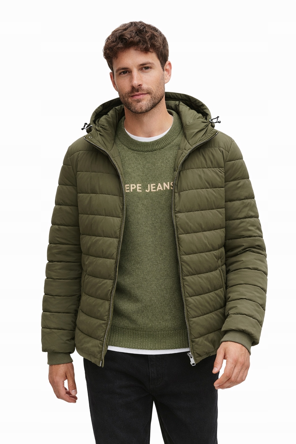 Pepe Jeans Pánská Prošívaná Khaki Bunda S Kapucí L I1J
