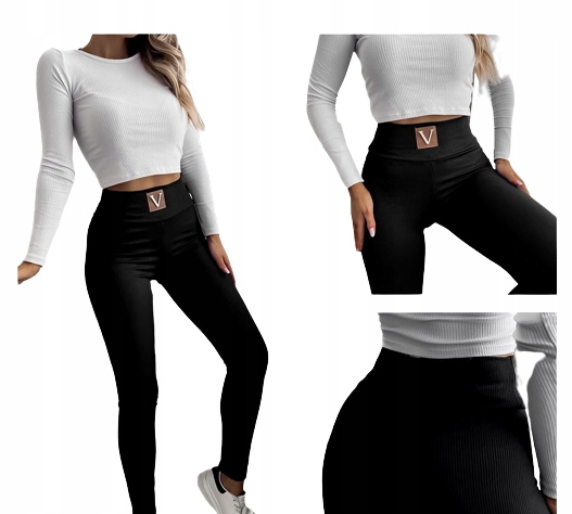

Legginsy Prążkowane Damskie Prążek wysoki stan